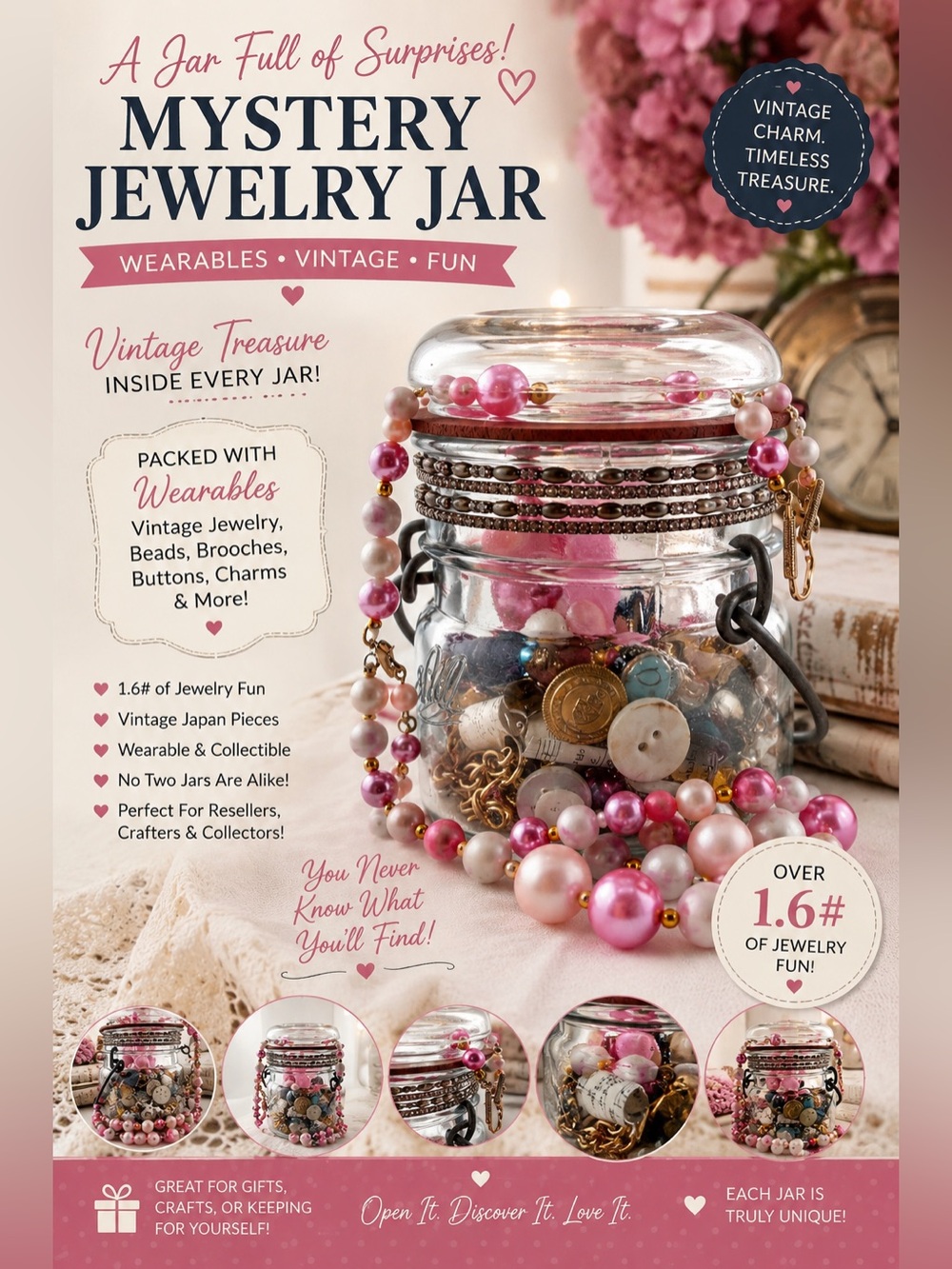 Mystery Japan Jewelry Jar 🏺 Wearable & Misc 1.6# of Jewelry Fun